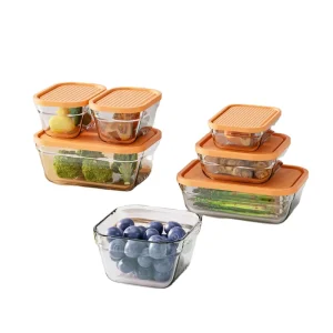 Custom Logo Home Kitchen Stackable Airtight Container Lunch Box Glass Meal Prep Containers Glass Lunch Boxes With Lid