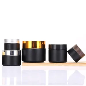 Custom Logo Hot Stamping Cylinder Amber Glass Face Cream Jars 30g 50g 100g Cosmetic Containers