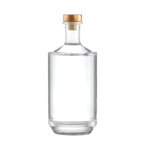 Custom Logo Lead free Spirits Transparent Whiskey Brandy Vodka Gin Tequila Cork Glass Bottle