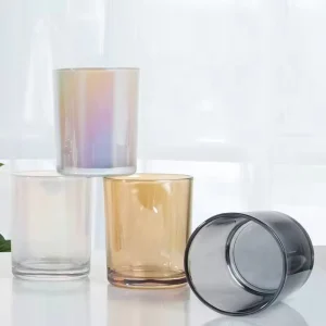 Custom Logo Luxury Iridescent Glass Candle Jars Empty Scented Candle Jars 7oz 10oz Glass Jars for Candle Making With Lid