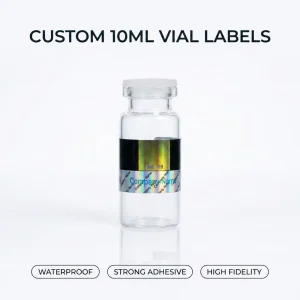 Custom Logo Printed Holographic Eco Friendly PET Waterproof Adhesive Labels for 10ml Vial Bottle Packaging Peptide Powder