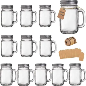 Custom Logo Printing 16oz 500ml Glass Mason Jar Water Bottle With Handle For Bubble Tea Water Juice