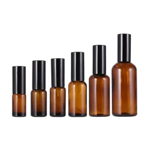 Custom Logo Printing Amber Glass Refillable Fine Mist Spray Bottle 10ml 30ml 50ml 100ml for Perfume Essential Oils