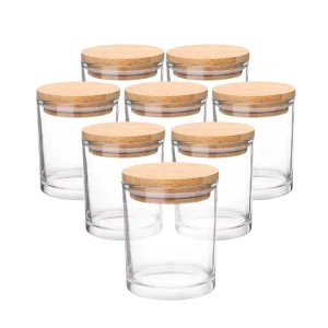 Custom Logo Round Glass Candle Containers, 3 oz 6 oz 7 oz 8 oz 10 oz 14 oz, with Lid and Box