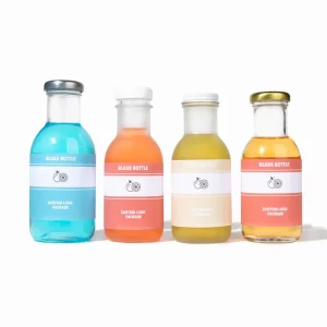 Custom Logo Round Shot 8oz 12oz 16oz Fruit Beverage Syrup Flavor Sauce Ketchup Glass Bottle with Lid