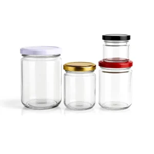 Custom Logo Simple Clear 200Ml 350Ml 450Ml Flat Twist Off Cap Glass Pickle Jar for Canning