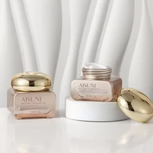 Custom Logo Skincare Serum and Face Cream 30g 50g Thick Bottom Glass Jar with Gold Lid Eco-Friendly Spray Pump Bottle