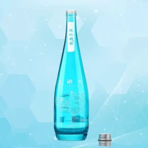 Custom Logo Transparent Blue Glass Bottles 200ml 330ml 500ml Empty Juice Sparkling Water Bottle with Screw Cap