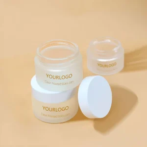 Custom Luxury 5ml 10ml 15ml 20ml 30ml 50ml 100ml 1oz clear Frosted Cosmetic Face Body Cream Glass Jars with White Lids