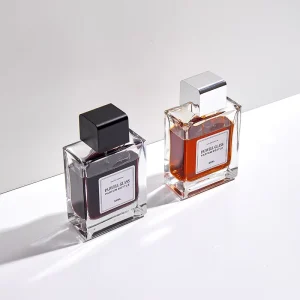 Custom Luxury Magnet Cap Square Perfume Glass Bottle 100ml Empty Clear Crimp Perfume Spray Bottle Parfum Botol