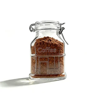 Custom Made Embossed 400ml 100g Instant Coffee Grounds Glass Jar with Swing Top Stainless Steel Clip Glass Lid