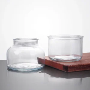 Custom Made Shape Mini Candle Container Empty Glass Matte Elegant Candle Jars Luxury Unique Candle Glass Jar With Lid