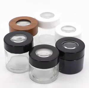 Custom Magnifying Glass Jars 2oz 3oz 4oz Child Resistant Clear Glass Jars for Flower Packaging With Custom Logo Printing