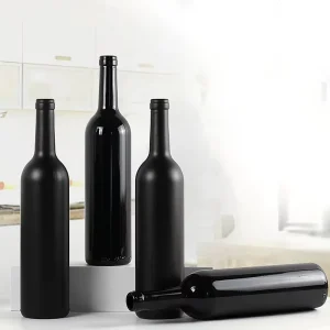 Custom Matte Black Glass Spirit Bottle 750ml Vodka Wine Bottle for Whisky Liquor with Cork