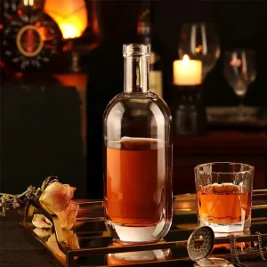 Custom Matte Clear Flint Glass Cork-Sealed Spirits Bottle for Whiskey, Vodka, Rum, Gin, and Tequila
