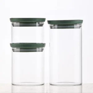 Custom Mini Glass Candy Food Storage Jars 500ml 600ml with Airtight Lids