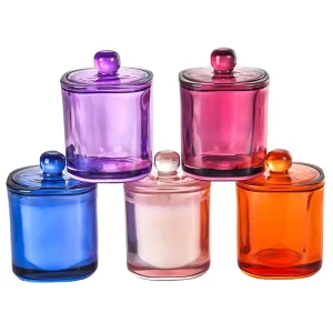 Custom Multi Color Clear Luxury Empty Glass Candle Jars with Glass Lid and Packaging