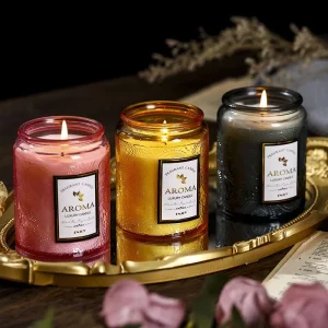 Custom Multi Color Empty Glass Candle Jars 4oz 6oz 8oz 18oz Luxury Home Decor Containers with Lids for Valentine’s Day