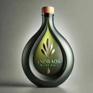 Custom Olive Oil Glass Bottle Dark Green Unique Design Oil Drop Tear Water Drop Shape with Leaking Oil Spout Wooden Stopper