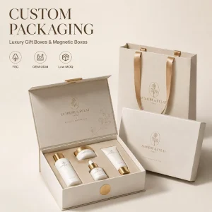 Custom Paper Box Packaging Boxes Magnetic Gift Box for Cosmetic Skincare Perfume Luxury Rigid Cardboard With Logo Print and Bags