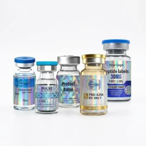Custom Peptide Pharmaceutical Waterproof Vinyl Hologram Sticker Labels for 10ml, 5ml, and 3ml Glass Vials