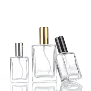 Custom Perfume Glass Bottles 30ml 50ml 100ml Flat Square with Pump Sprayer Recyclable