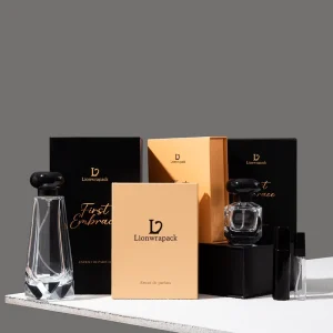 Custom Perfume Packaging Box Set with Magnetic Gift Box, Gold Foil Logo, and Drawstring Pouch Packaging Manufacturer