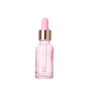 Custom Pink Transparent 30ml Essential Oil Bottles 50ml Serum Dropper Bottles with Rubber Bulb