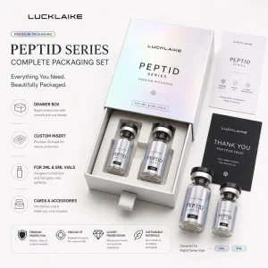 Custom Print Hologram Private Label Sticker 3ml 10ml Skincare Pept Serum Vial Bottle Packaging Rigid Drawer Peptide Box