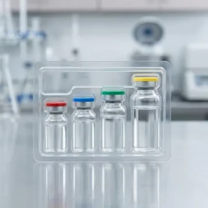 Custom Printed Blister Trays with Hang Tabs for Freeze-Dried Powder or Peptide Vials