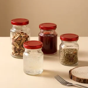 Custom Printed Round Empty Glass Jar with Lid Logo Acceptable for Brand Food Packaging