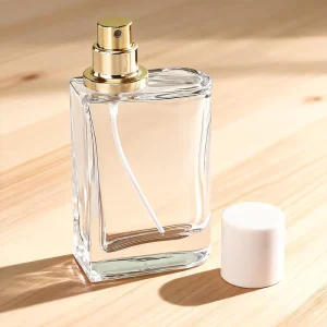 Custom-Printed Slanted-Mouth Transparent Glass Perfume Spray Bottles with Screw Cap 20ml 50ml 100ml