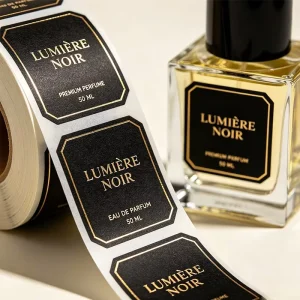Custom Printed Textured Special Paper Gold Foil Perfume Bottle Sticker