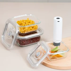 Custom Printed Vacuum Seal Glass Food Container Food Grade Vacuum Sealer Glass Lunch Box for Frozen Storage Food