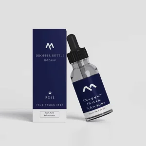 Custom Printing Logo Recyclable Paper Boxes for Cosmetic 30ml Glass Essential Oil Dropper Bottle Folding Box Skincare Packaging