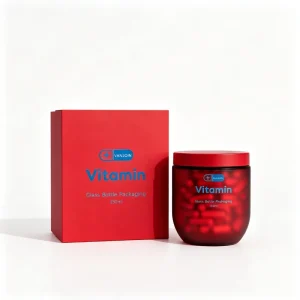 Custom Red Frosted Glass Jar 50ml 250ml for Pet Health Supplements Capsules Vitamins