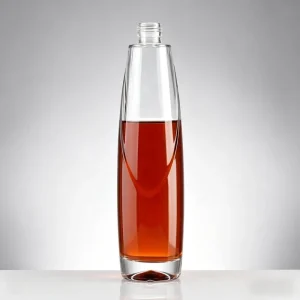 Custom Round Embossed Glass Spirits Bottle with Heavy Base, 500ml 700ml 7500ml, for Vodka Rum Whisky and Brandy