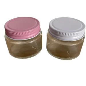 Custom Round Glass Cosmetic Jar 1/2oz 2oz 4oz with Tin Lid