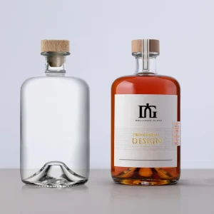Custom Round Vodka Glass Bottle Empty 750ml Transparent Red Wine Whiskey Nordic Glass Bottle with Cork