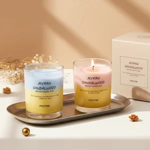 Custom Scented Soy Wax Candles, 7-10 oz Glass Jars, Custom Logo and Colors, Handmade Gift Box Set