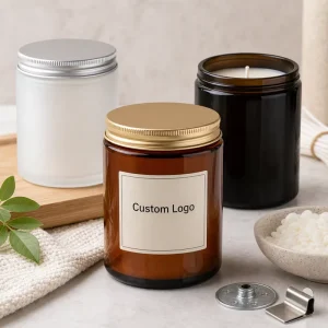 Custom Scented Soy Wax Glass Candle Jar with Lid for Holiday Parties and Home Decor