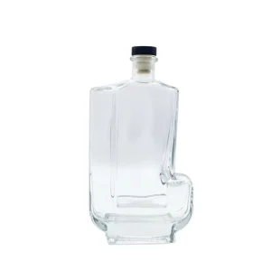 Custom-Shaped Glass Bottle with Cork for Wine and Liquor