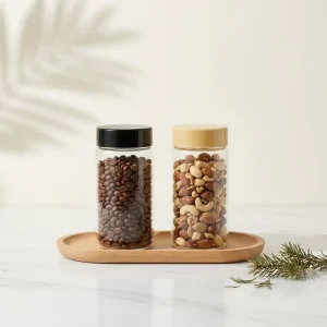 Custom Size High Borosilicate Glass Jar with Lid for Kitchen Food Storage and Commercial Food Packaging