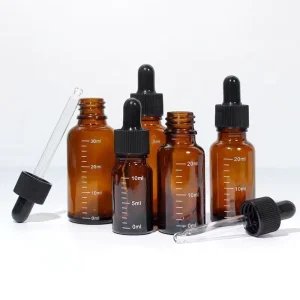 Custom Skin Care Serum Essential Oil Glass Dropper Bottles Amber Green Blue 10ml-100ml with Custom Printing