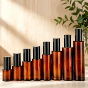 Custom Spray Bottle Packaging Body Face Skincare Empty Fine Mist Amber Glass Cosmetic Cleaner Flat Shoulder Frosted Spray Bottle