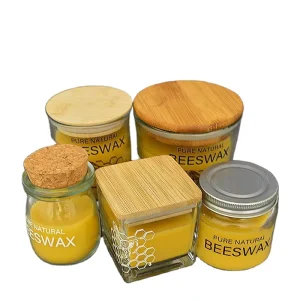 Custom Square Beeswax Glass Jar Silk Screen Aromatherapy Scented Candles Christmas Home Decor