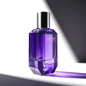 Custom Square Thick Glass Perfume Bottle 50ml Purple With Lid