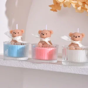 Custom Teddy Bear Soy Wax Candles Glass Jar Handmade Holiday Diwali Ramadan