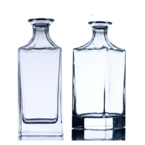 Custom Thick-Bottom Flint Square Glass Bottle for Whisky