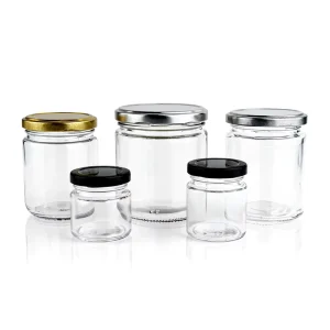 Custom Transparent Glass 500ml Glass Storage Jars Metal Lid Wide Mouth for Dry Goods Storage